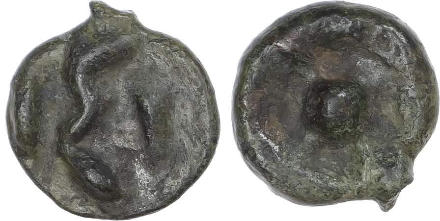 Moesia, Istros Cast Æ 12mm. 5th - 4th centuries BC. Four-spoked wheel / IΣΤ. SNG BM Black Sea 221-2