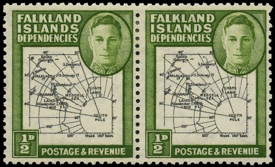 1946 Thick Map ½d pair, large part o.g.,...