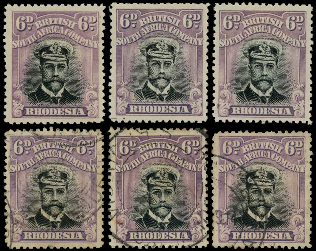 1913-7 6d Head Die II, perf 14. Three...