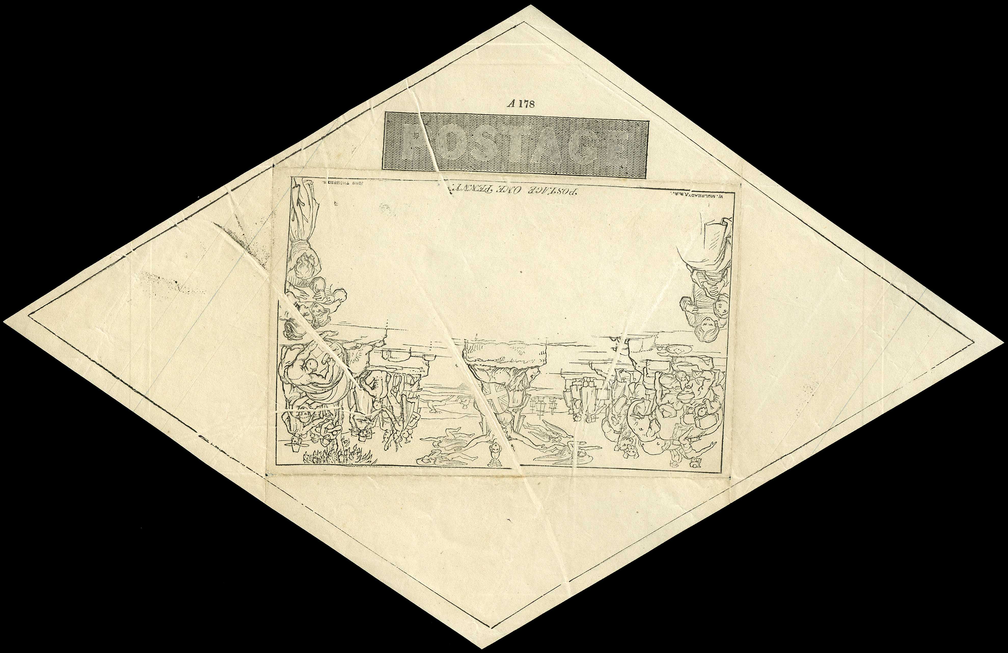 1840 1d black Mulready Envelope. Unused...