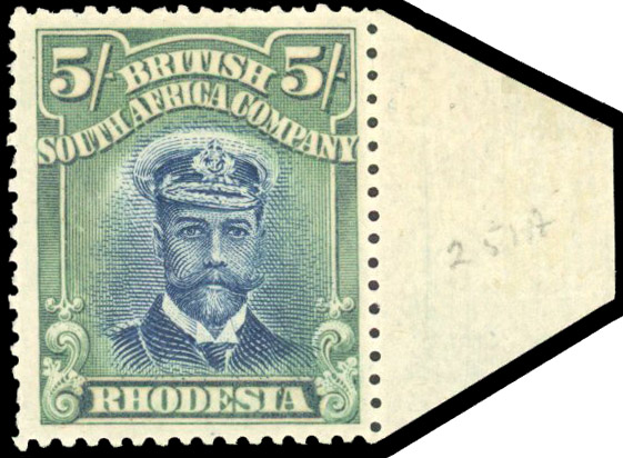 Rhodesia 1913-19 5s blue and blue-green die II perf 15