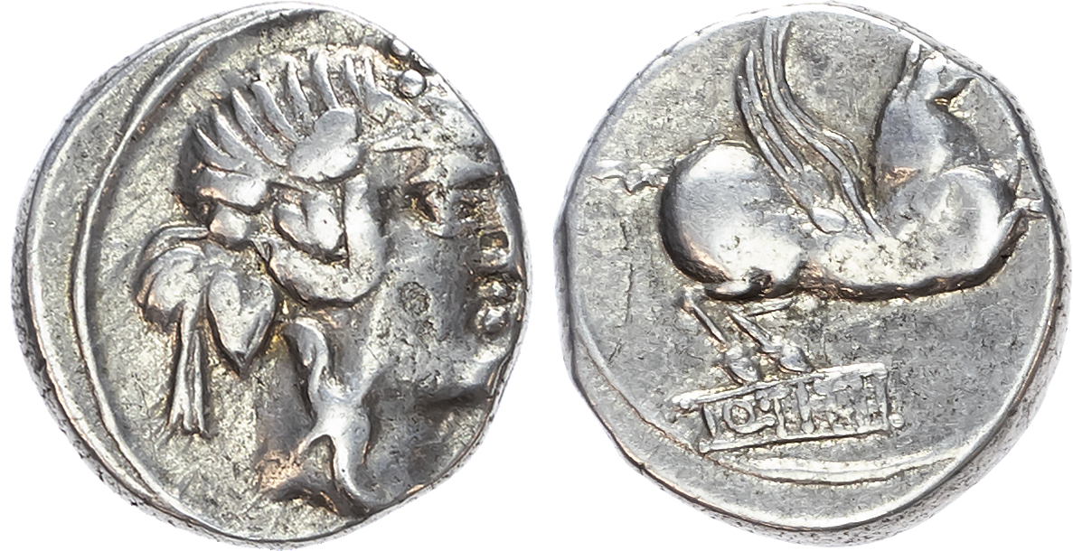 Q. Titius (90 BC) AR Denarius, Rome, 3.86g. 