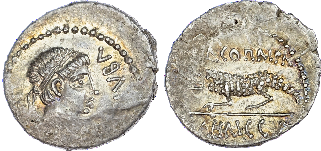 Kings of Mauretania, Juba II, with Cleopatra Selene (25 BC – AD 24) AR Denarius