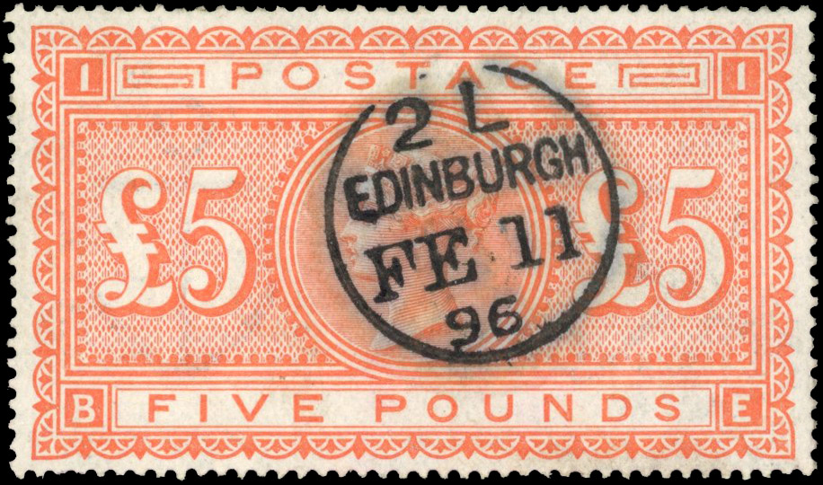 GB SG 137 1882 £5 orange superb used