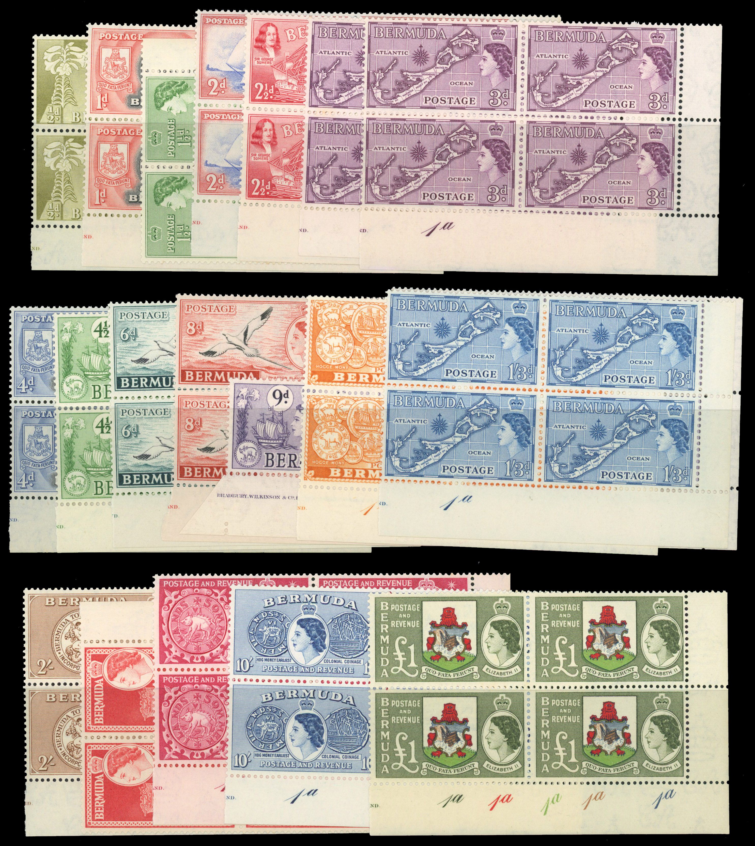 Bermuda SG 135-50 Plate blocks mint