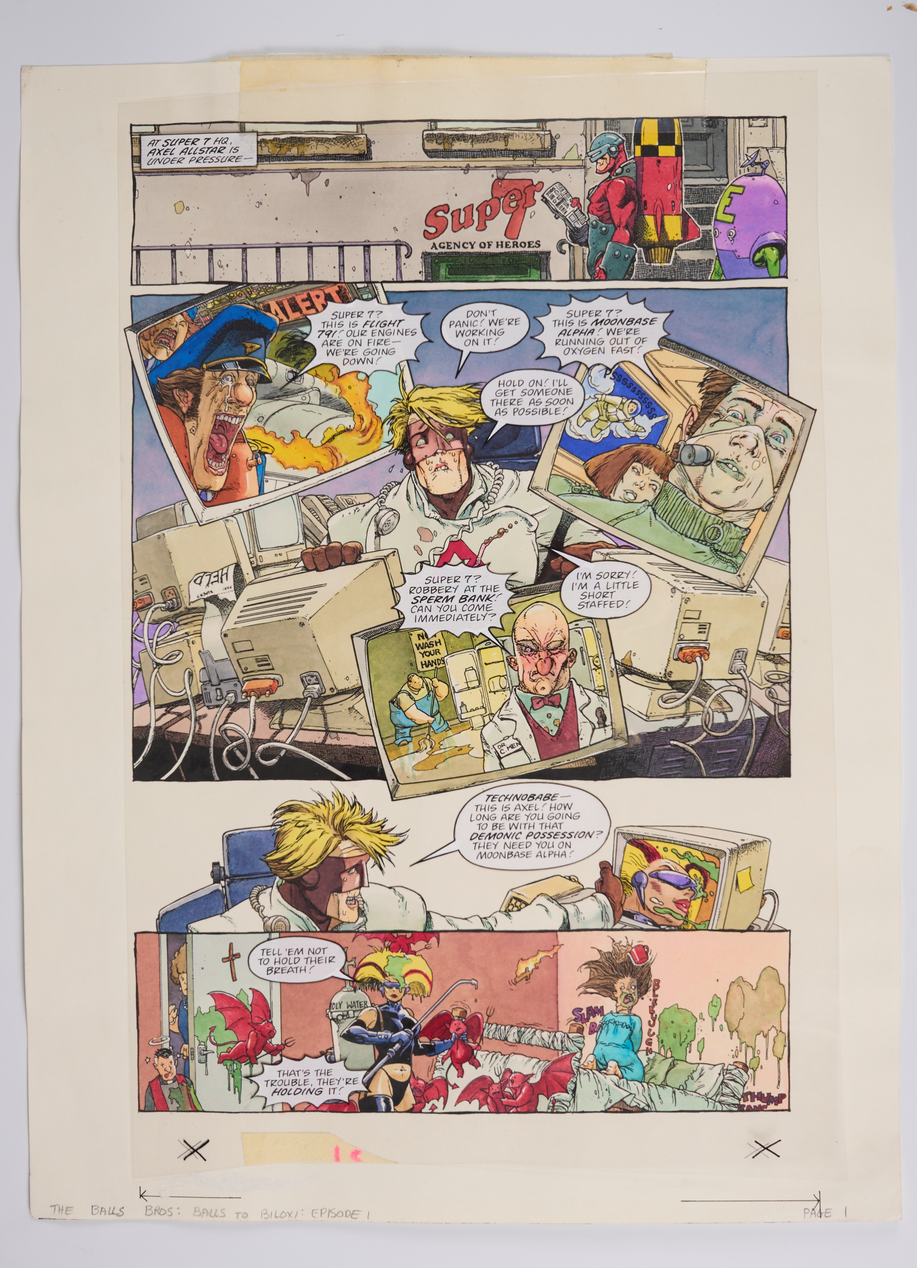 Kevin Walker 2000 AD Prog #1141 The Balls Brothers Episode 1 Story Pages (Fleetway, 1999) Total 6 Pages