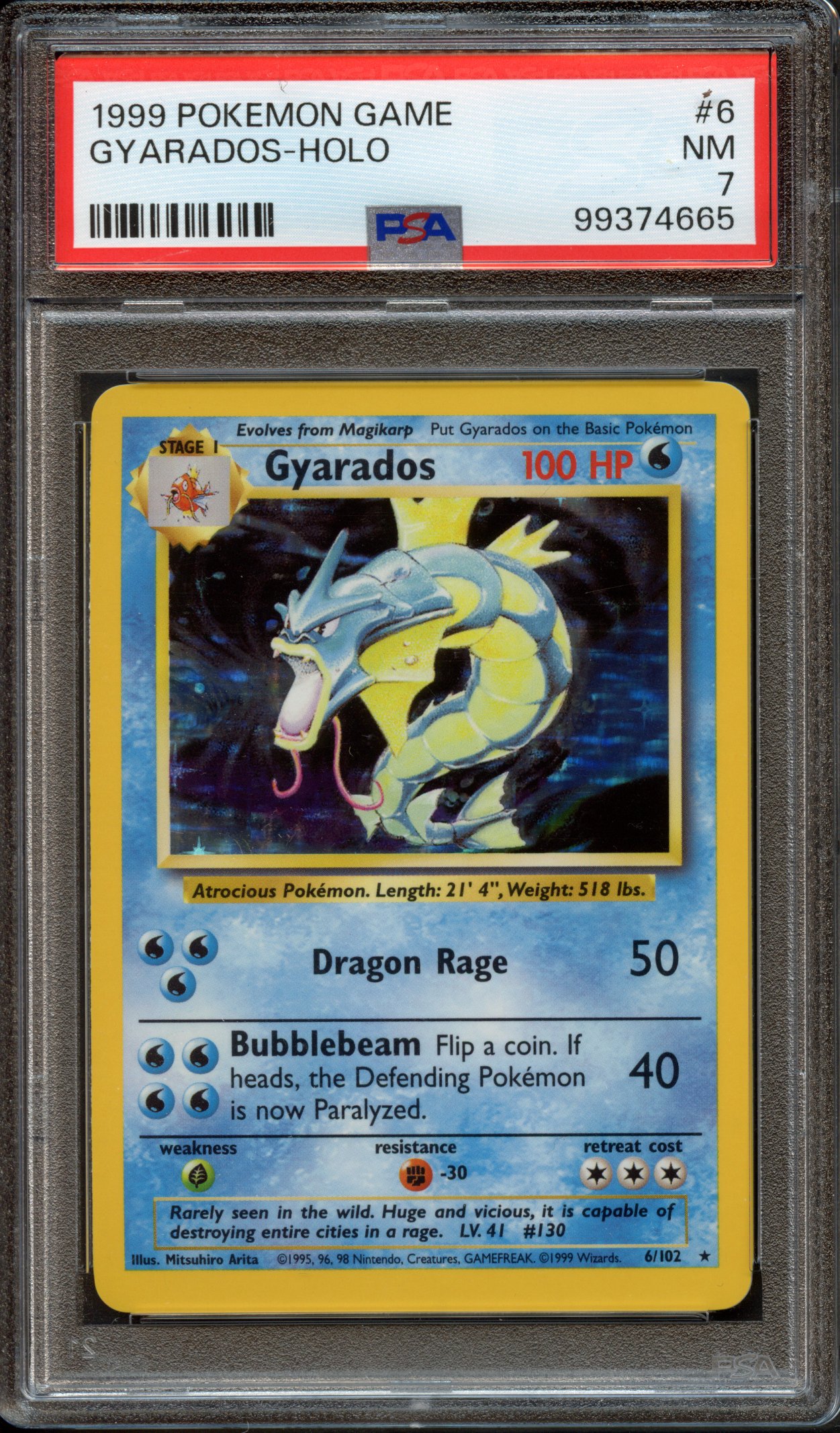 PSA 7 Gyarados Holo #6 - Base Set Unlimited 1999