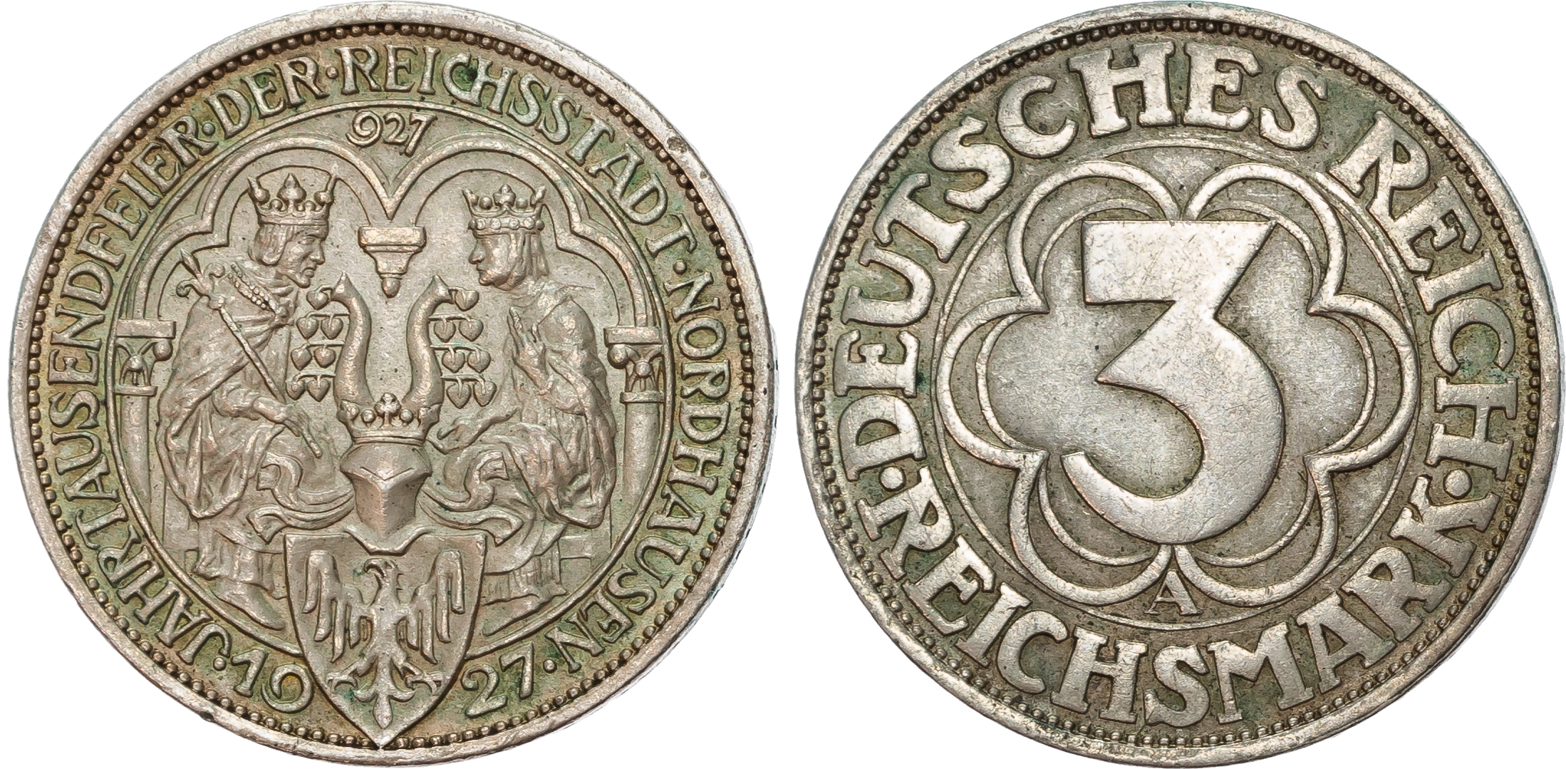 Germany, Weimar Republic (1913-1933), 1000th Anniversary of Nordhausen, silver 3 Reichsmark.