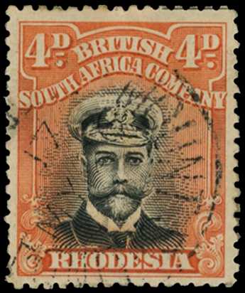 1913-7 4d Head Die II, perf 15. Fine...