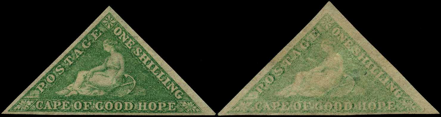 1863-4 1/- bright emerald-green mint (2, one...