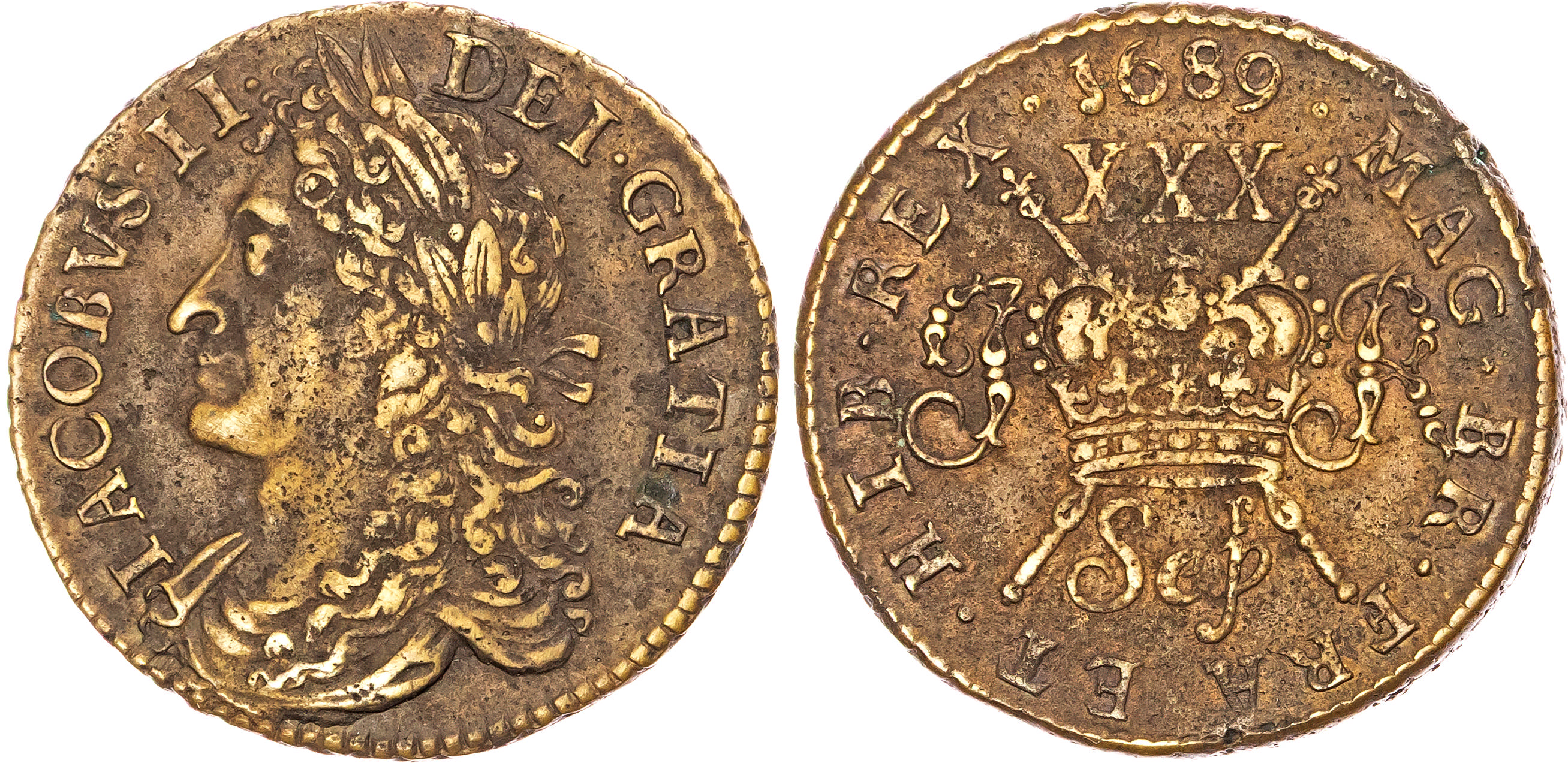 Ireland, James II (1685-1691), AR ‘Gunmoney’ Halfcrown, September 1689, type C, Dublin mint. 