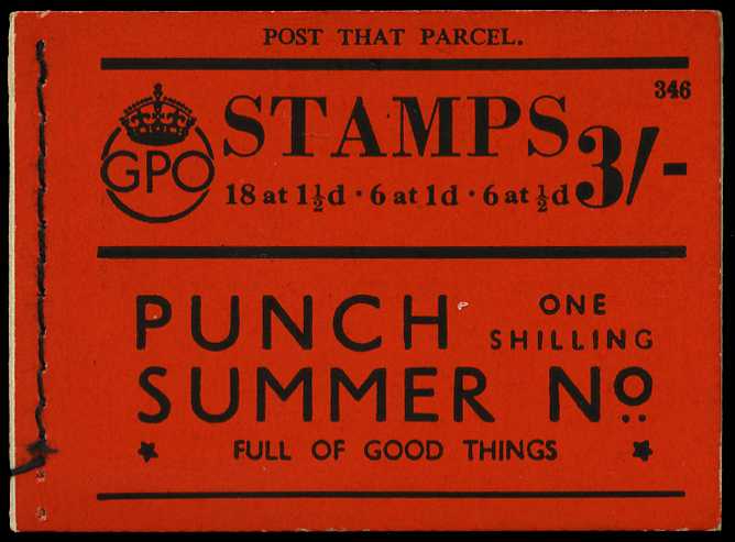 1938 (June) 3/- booklet (#346), perfs trimmed...
