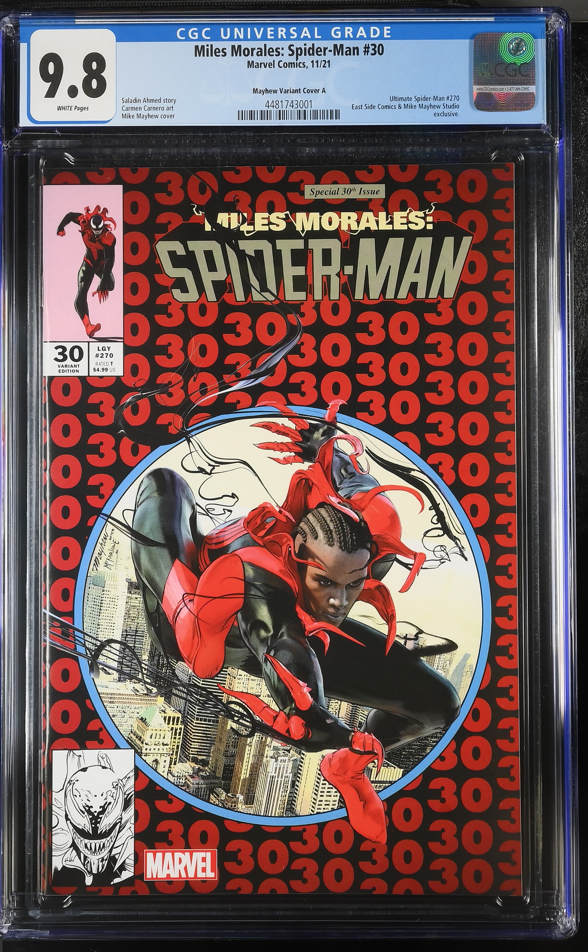 Miles Morales Spider-Man #30 (Marvel Comics 2021) CGC 9.8 Mayhew variant