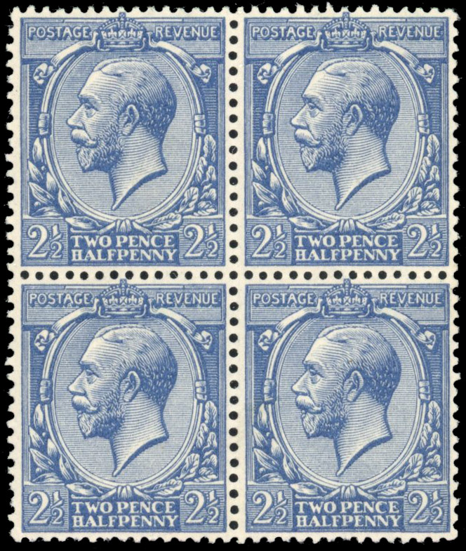 GB 1912-24 Royal Cypher 2½d violet-blue, mint block