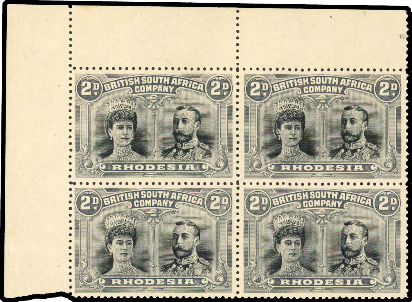 SG 128 2d black and slate-grey block with #2 gash in ear mint