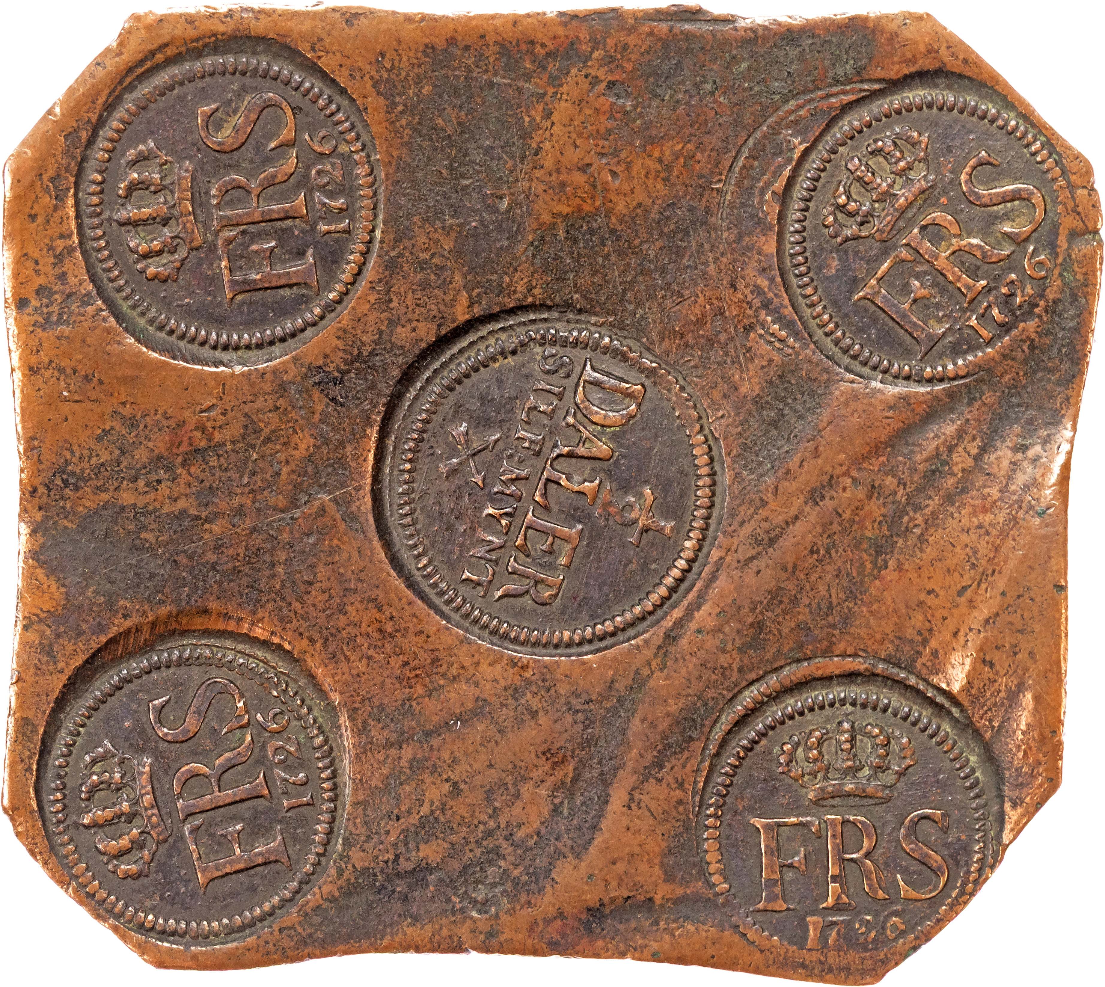 Sweden, Fredrik I (1720-1751), copper ½ Daler plate money, 1726