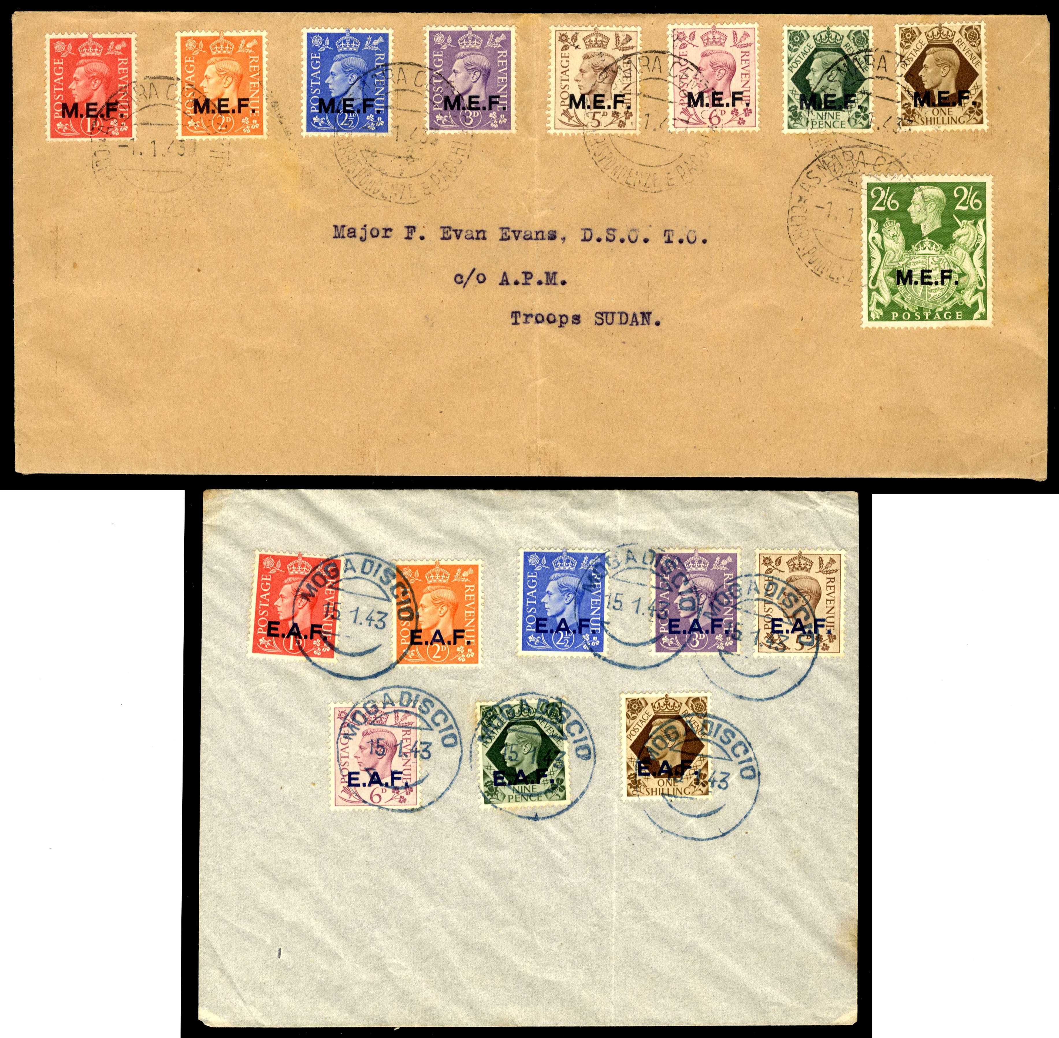 British Occ. of Italian Colonies 1942-50 selection of covers used on first day