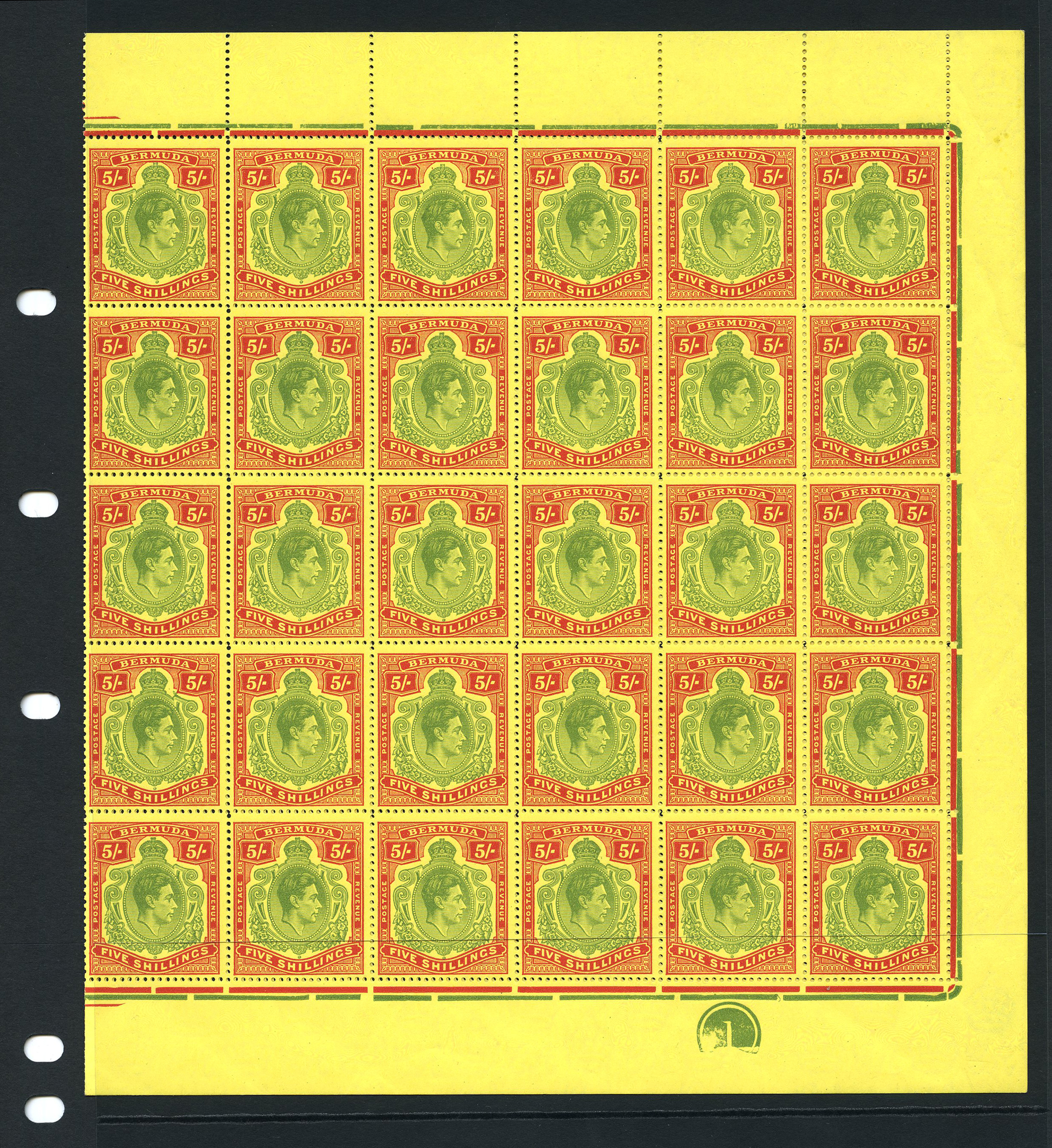 1949 (Dec.) 5/- yellow-green and red on...