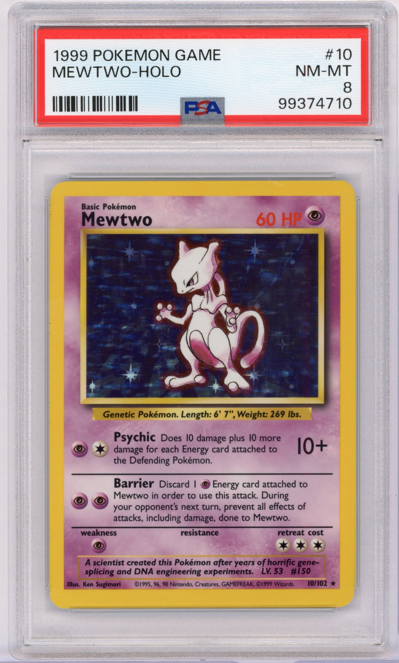 PSA 8 Mewtwo #10 Holo Base Set