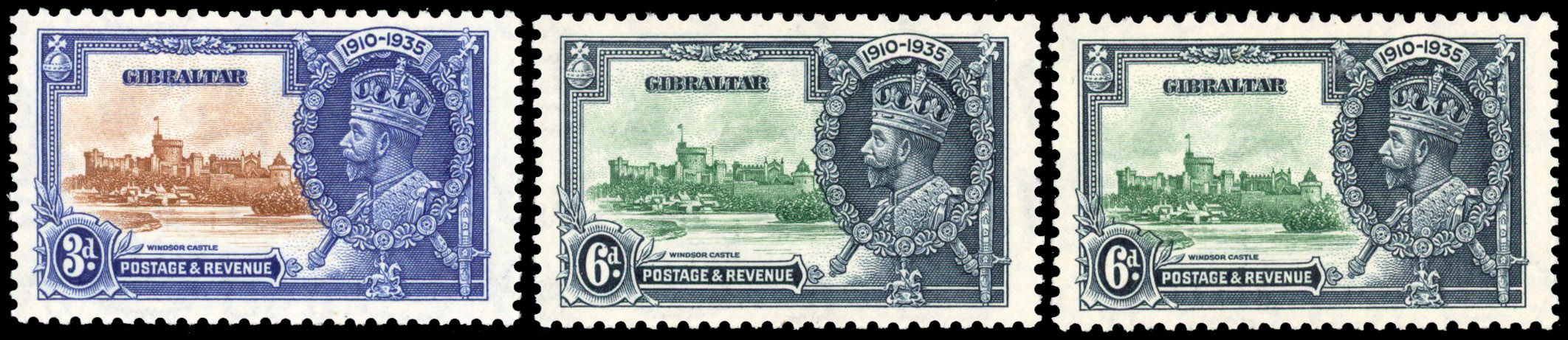 1935 Silver Jubilee mint selection of varieties