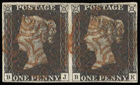 1840 1d Black Pl.2. very fine used four...