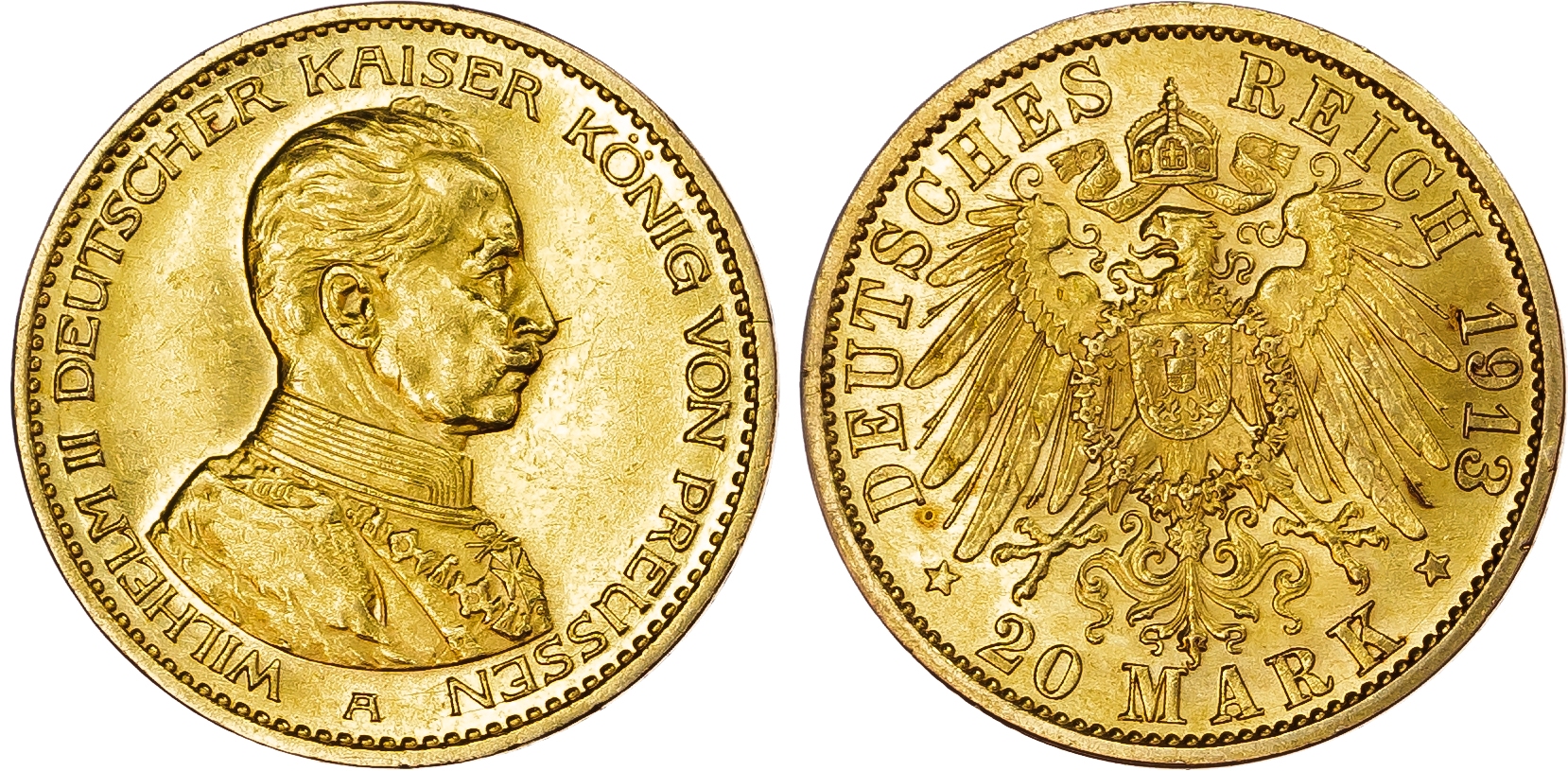 Germany, Empire. Wilhelm II AV 20 Marks. Berlin mint, 1913 A. 