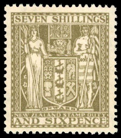 Postal Fiscals.  1940 7/6d olive-grey, Single watermark, large part o.g.  SG F185,...