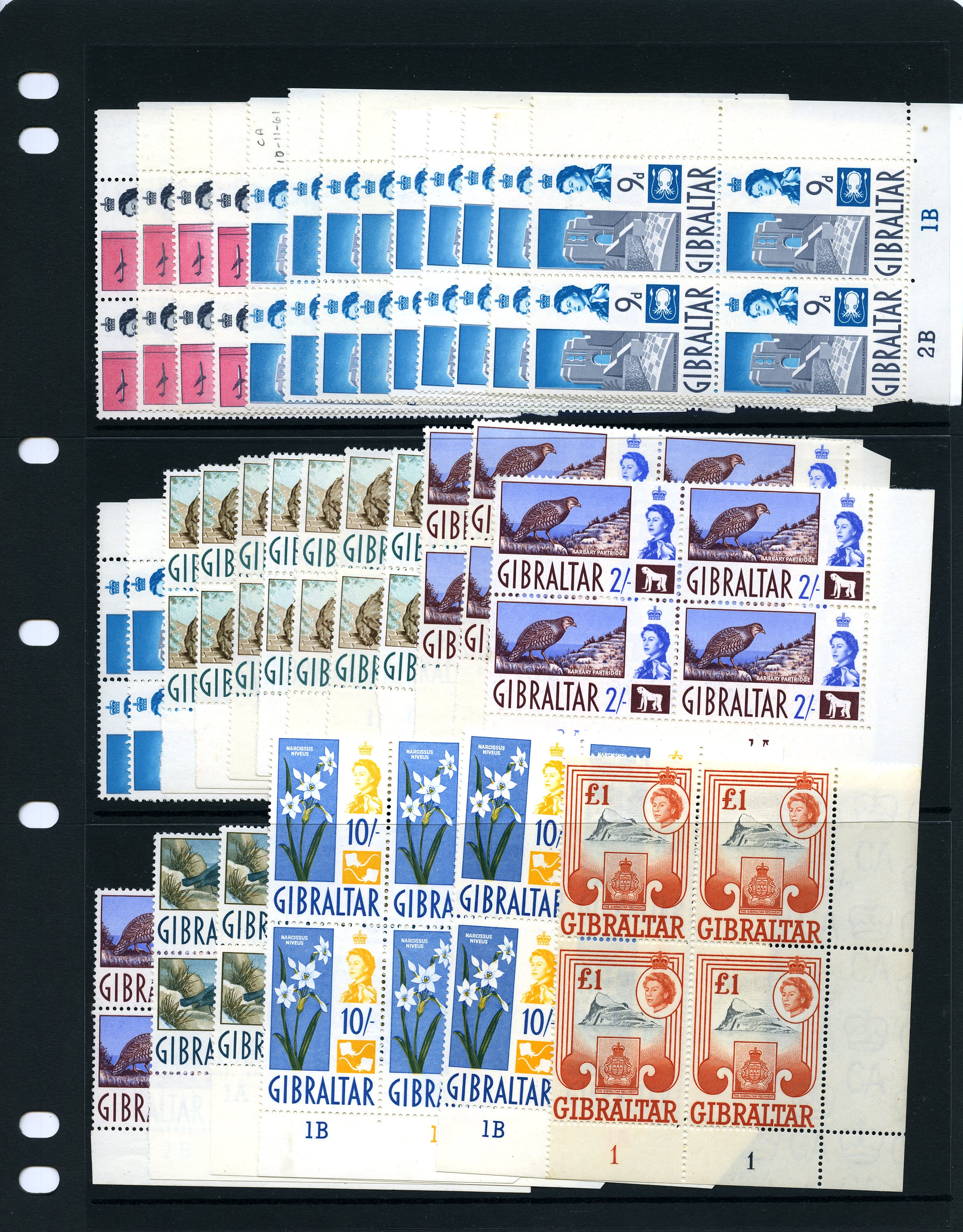 1960-2 set in Plate blocks of four,...