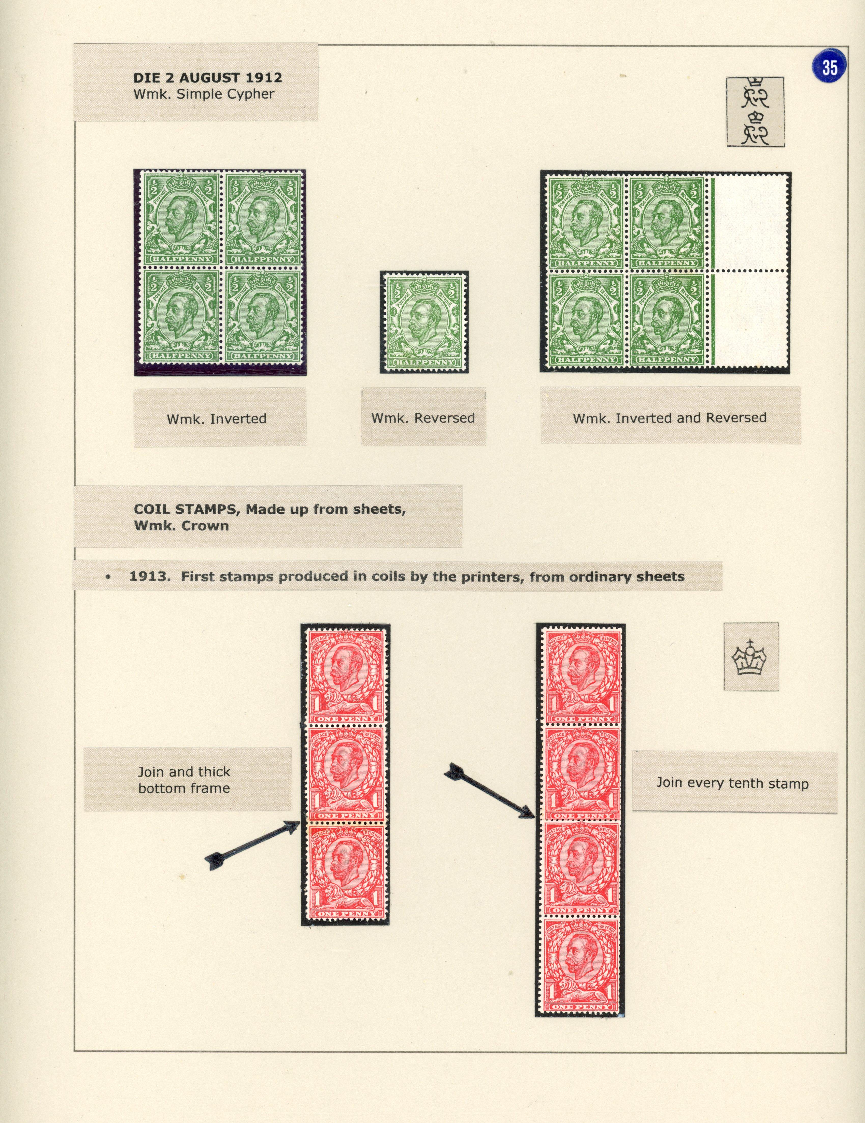 GB 1912 Die 2 mainly mint selection mostly varieties