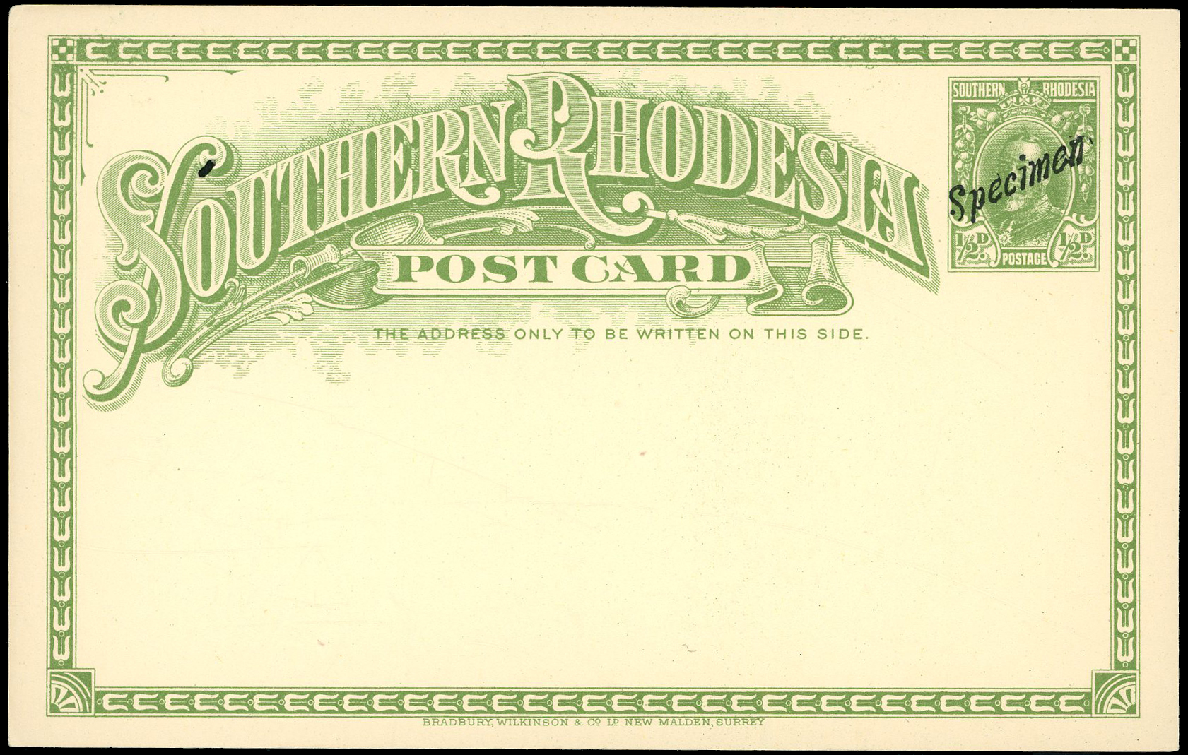 Postal Stationery 1931 Field Marshall group with local Specimen handstamp