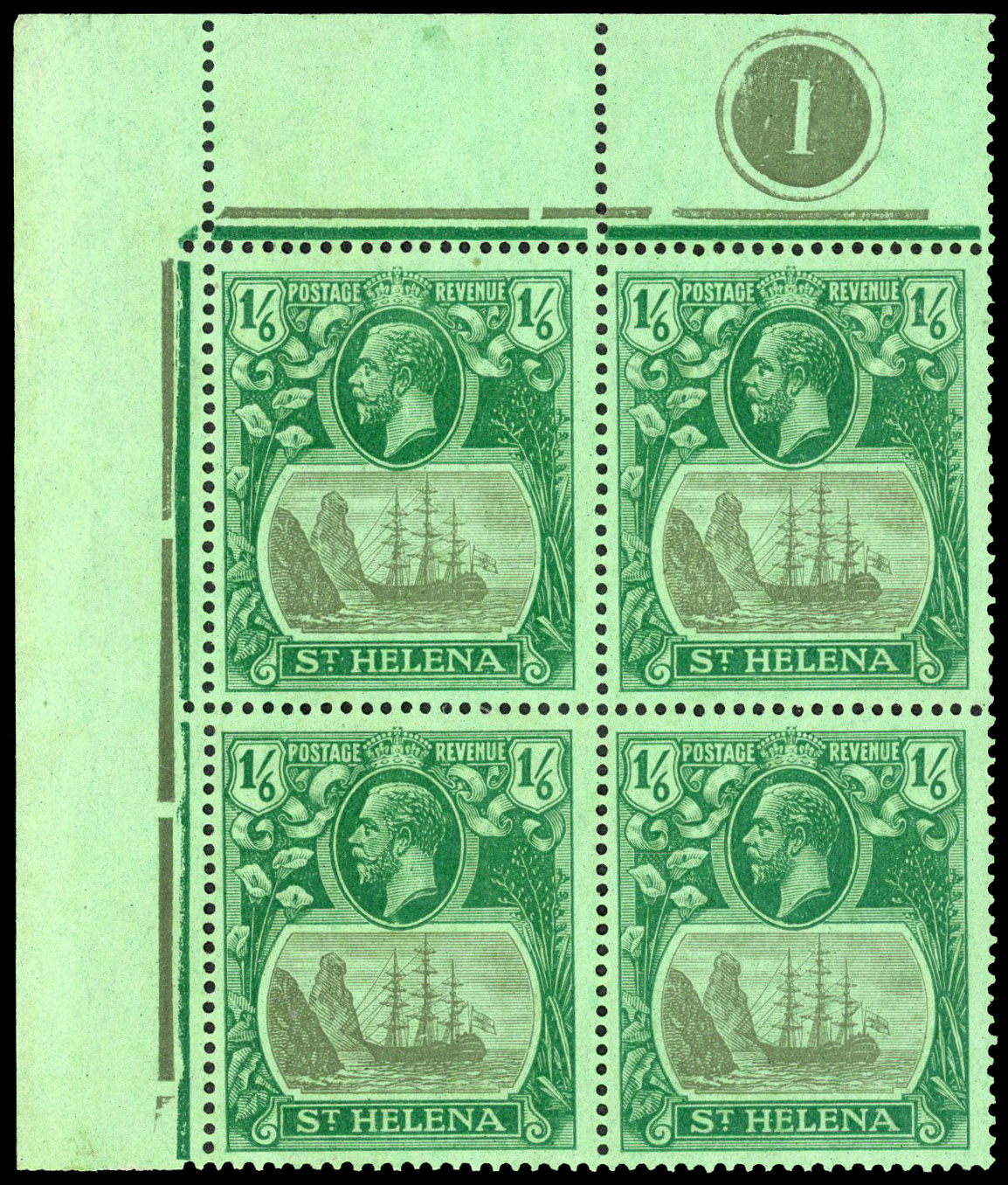 St Helena SG 107a Plate block mint