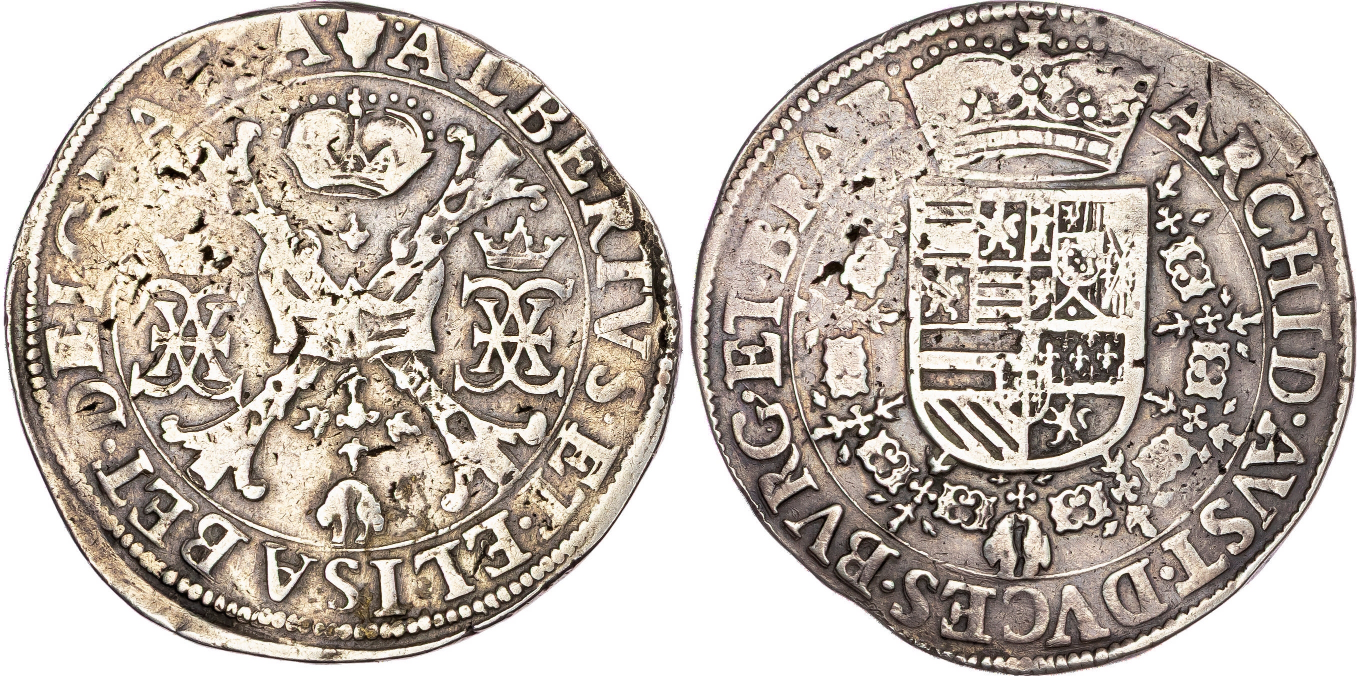 Spanish Netherlands, Brabant, Albert VII and Isabella (1589-1621), silver Patagon