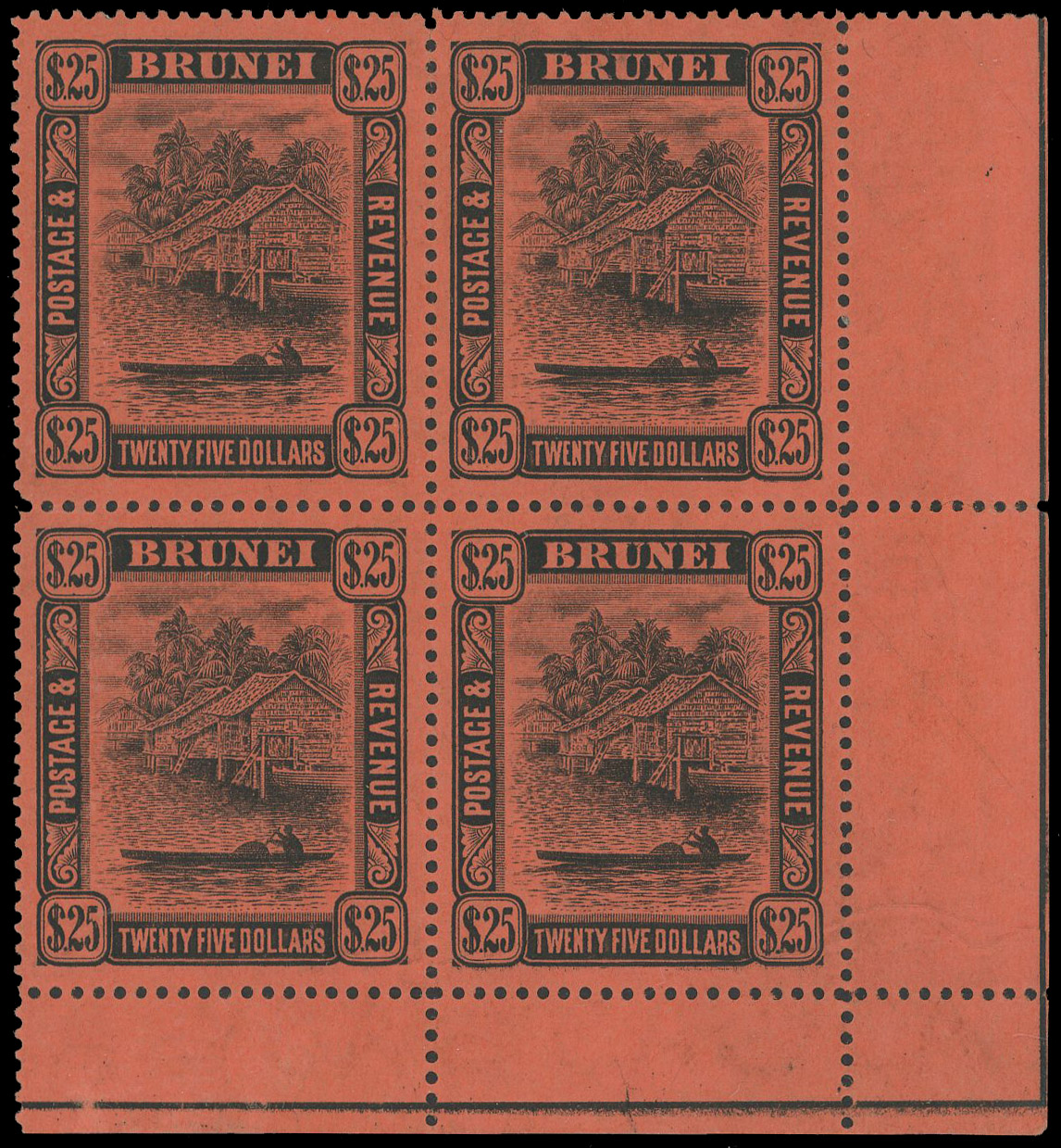 Brunei 1908-22 $25 black/red