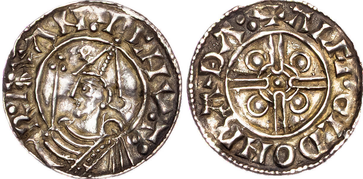 Cnut (1016-1035), AR Penny, Pointed Helmet type (1024-30), Bath mint, AELFWOLD as moneyer.