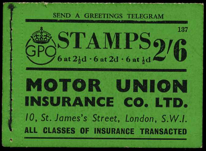 1942 (September) 2/6d booklet (#137), perfs...