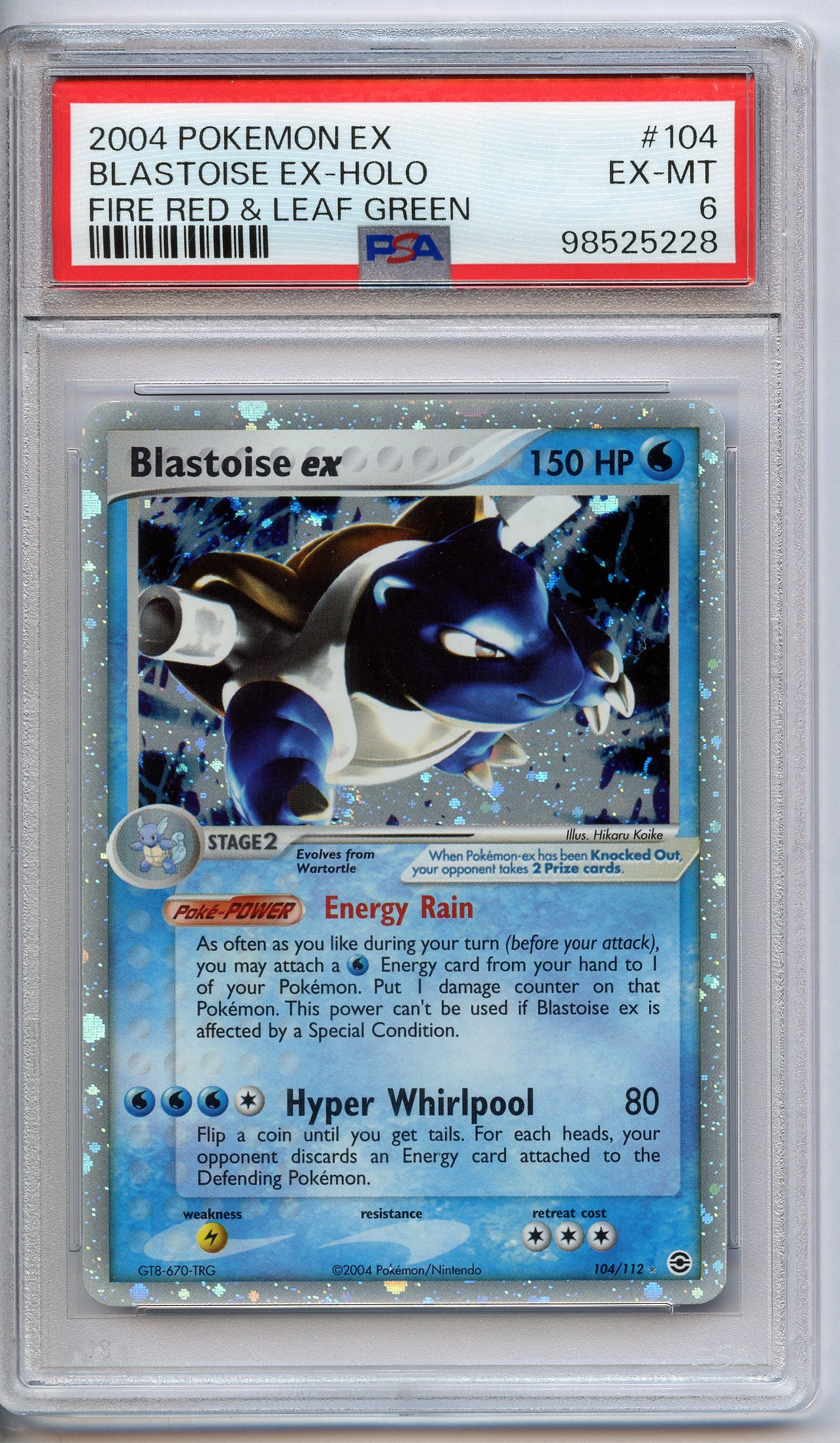 PSA 6 Blastoise ex Holo #104 - Fire Red & Leaf Green 2004