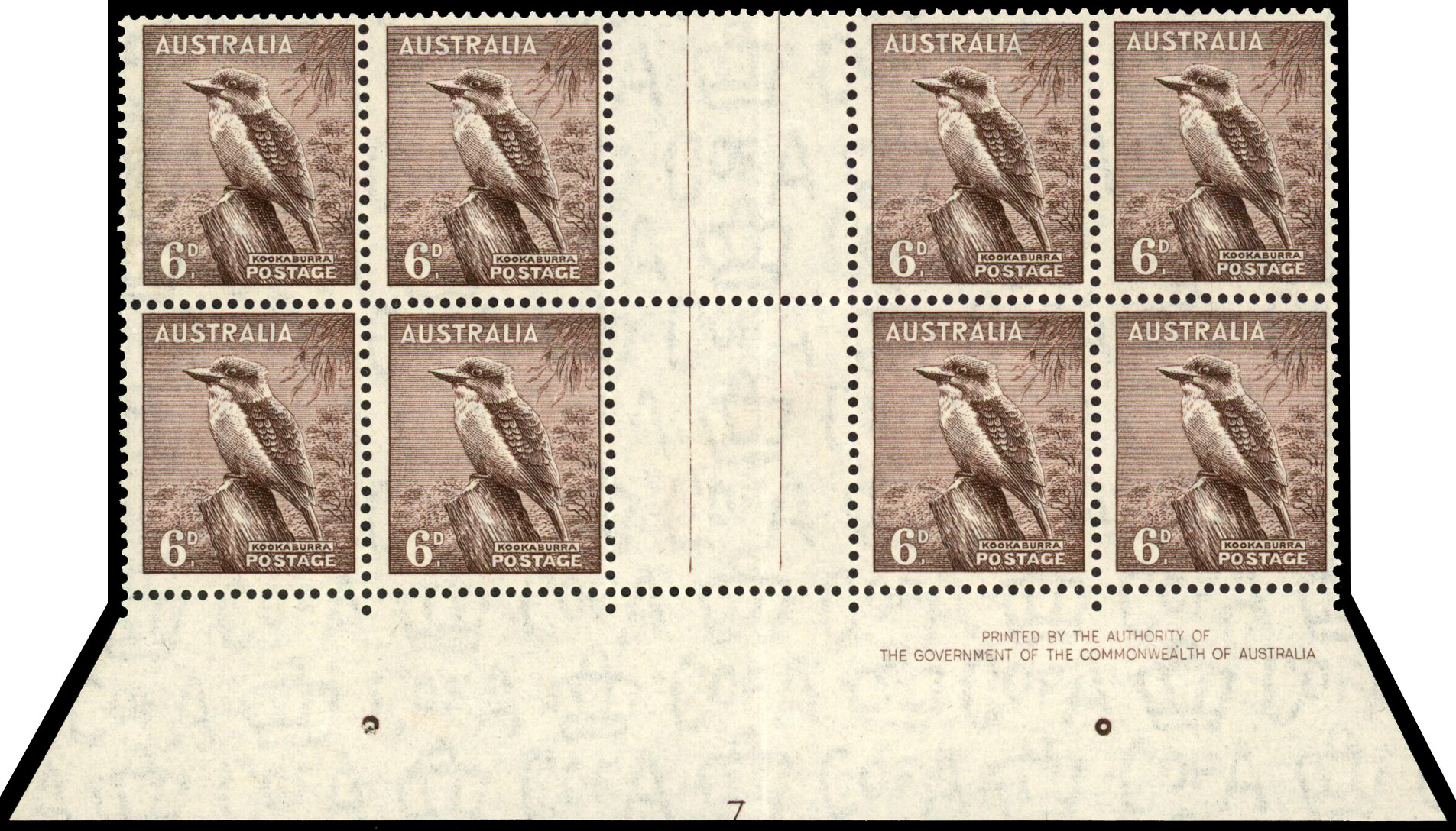 Australia SG 190a Plate 7 block mint