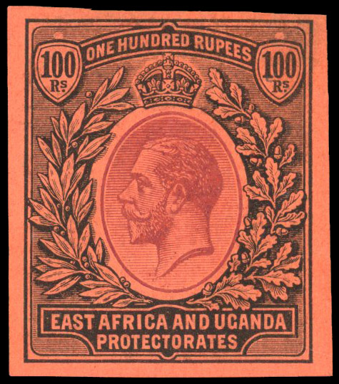 KUT 1912-21 100r purple and black imperf