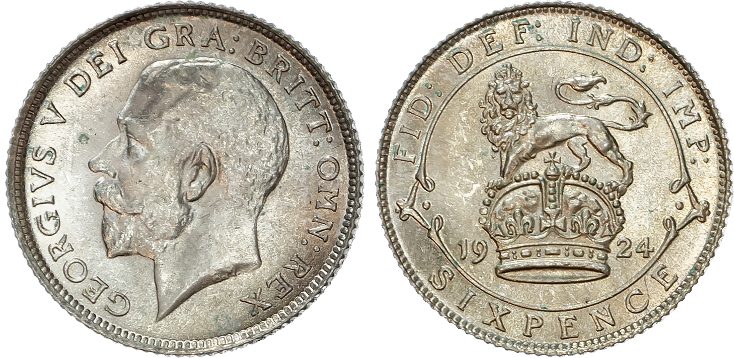 George V (1910-1936) Sixpence, 1924.