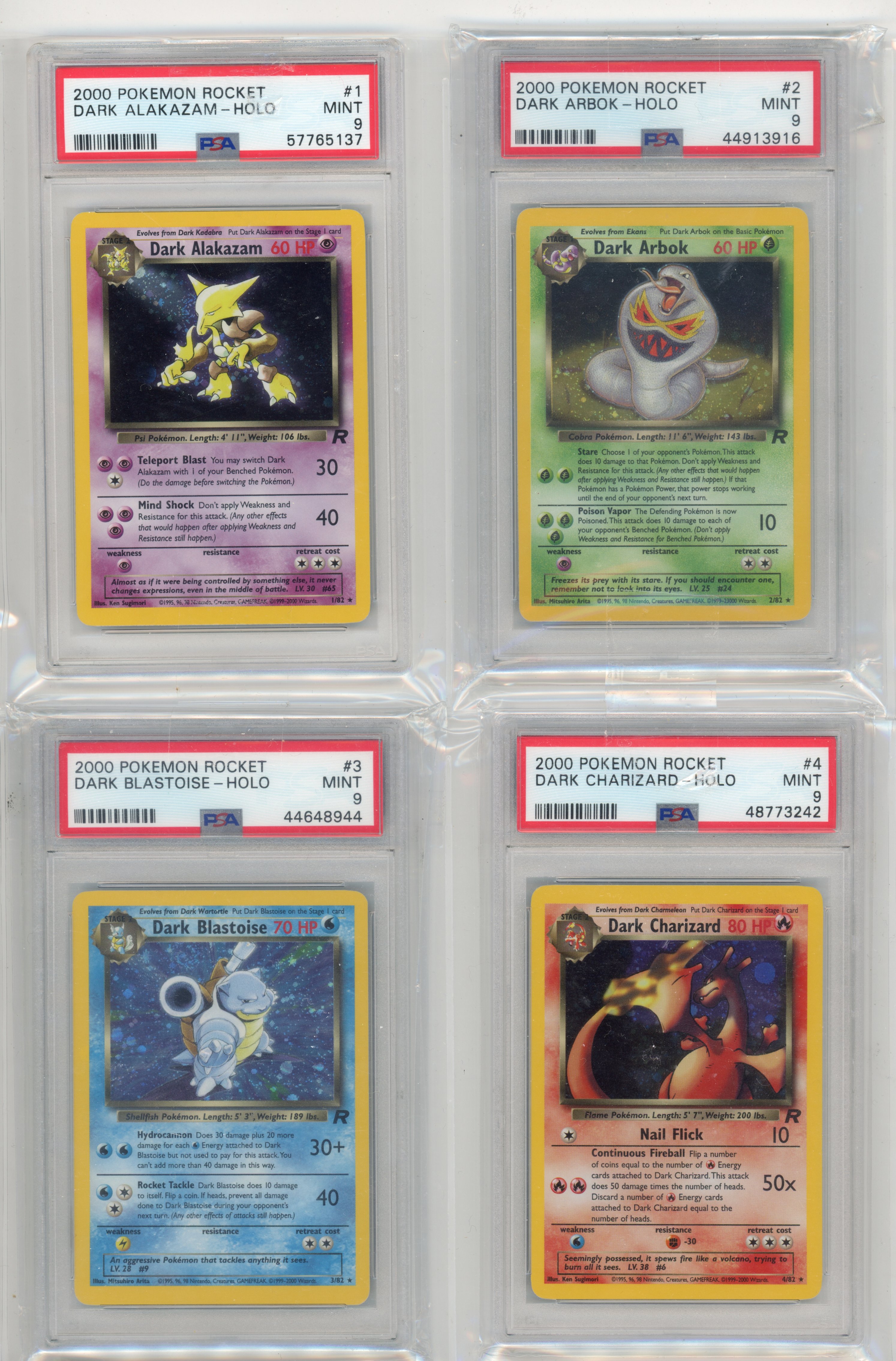 PSA 9 Team Rocket Complete Holo Set (X18 Graded Cards)