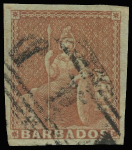 1852-55 (4d) brownish red on blued paper, large...