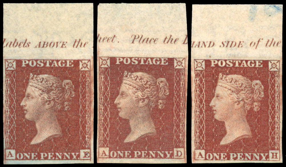 GB 1855 1d imprimatur trio