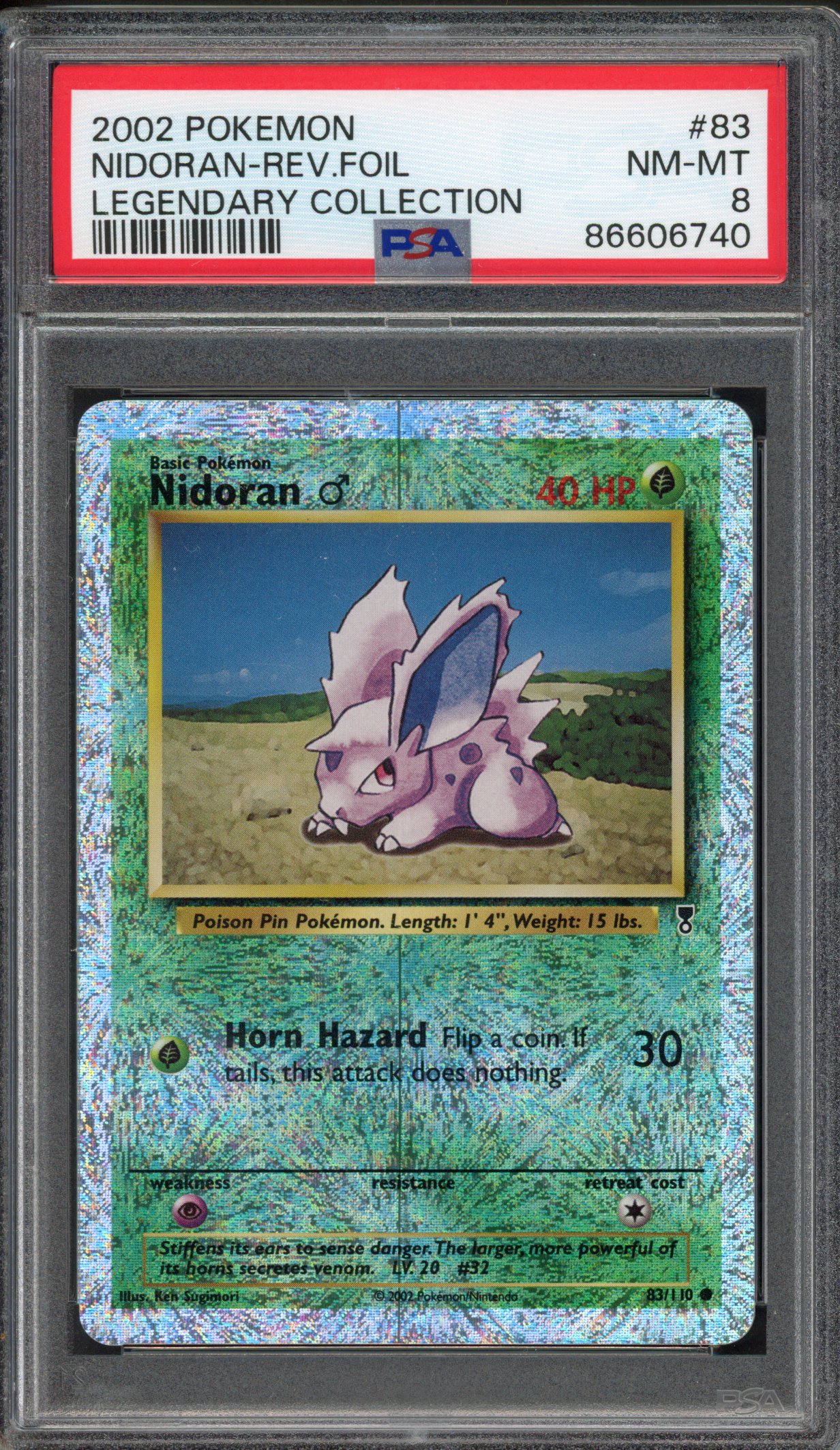 Pokémon TCG - PSA 8 Nidoran Rev Foil - Legendary Collection 2002