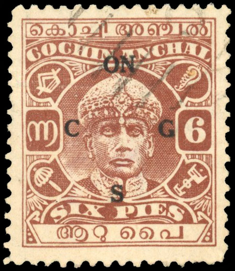 I.F.S Cochin SG O53a 6p red-brown mint