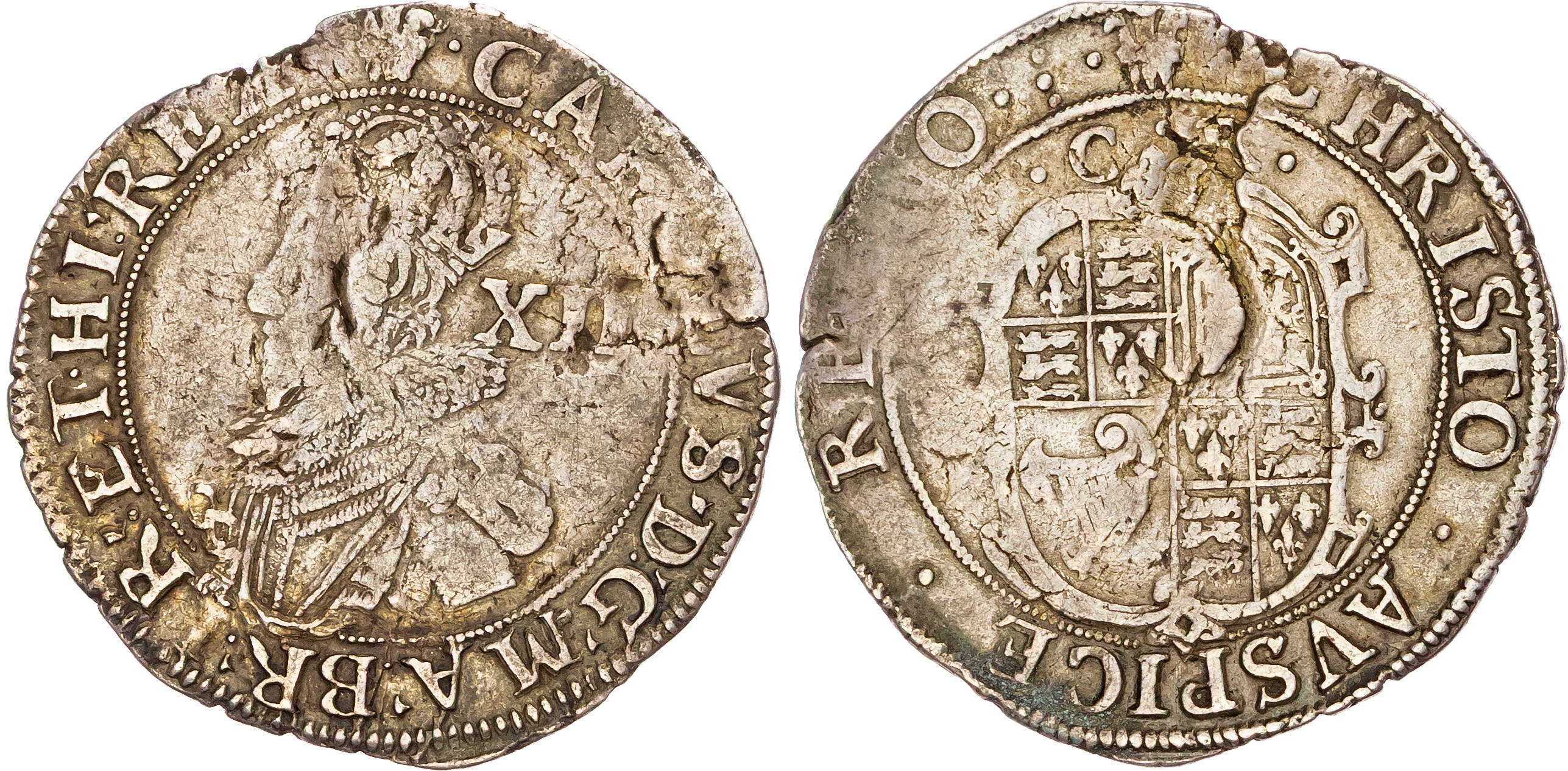 Charles I (1625-1649), AR Shilling, Group C, type 2a, Tower mint (under King), mm. plume (1630-1).