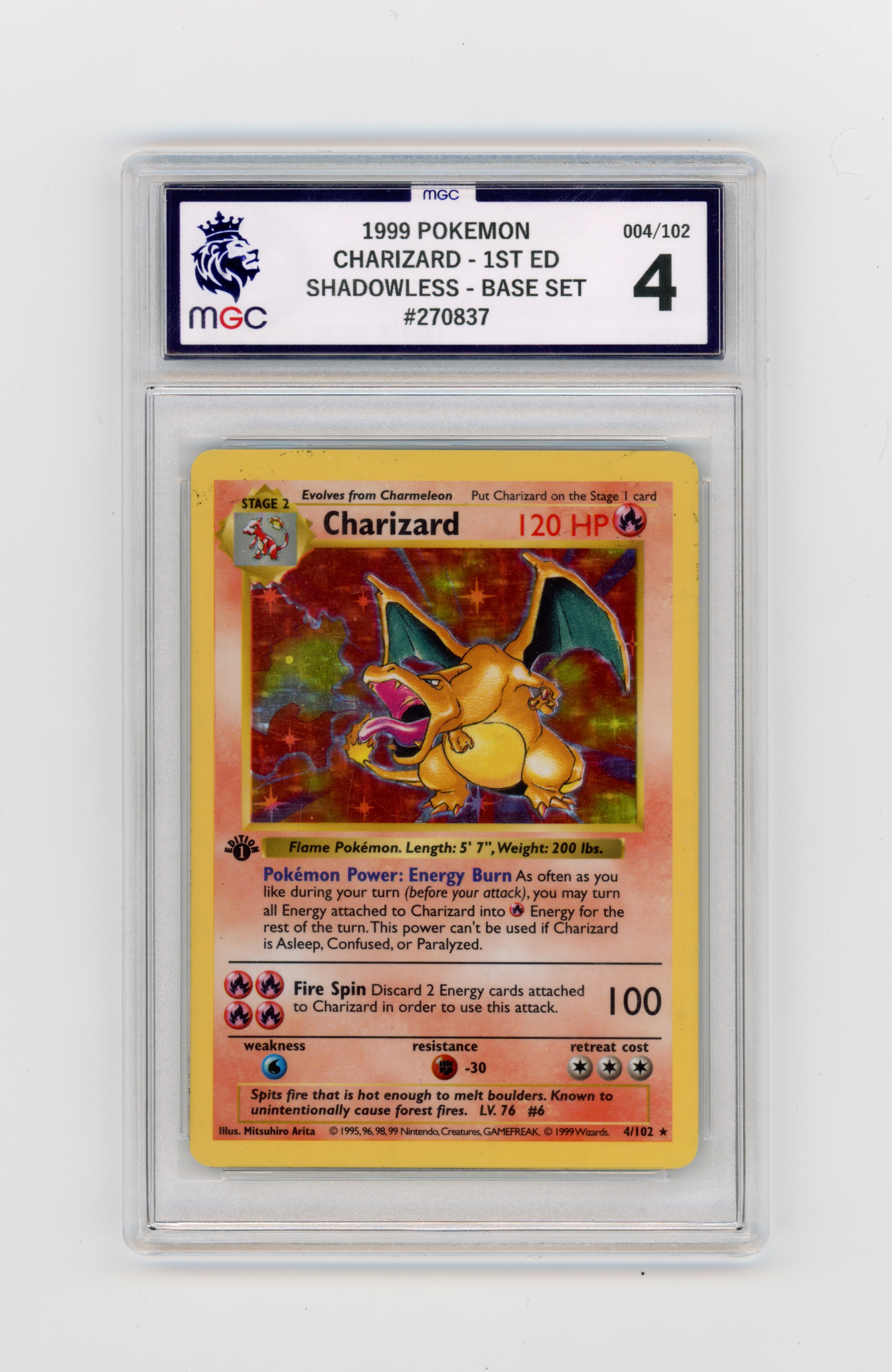 MGC 4 Charizard #4 Shadowless 1st Edition Holo - Base Set (1999)