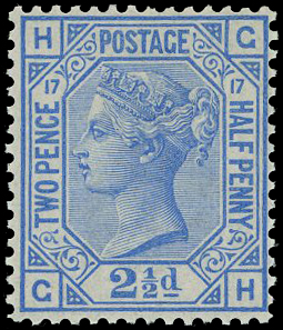 1880 2½d blue Pl.17 (Wmk Orb).