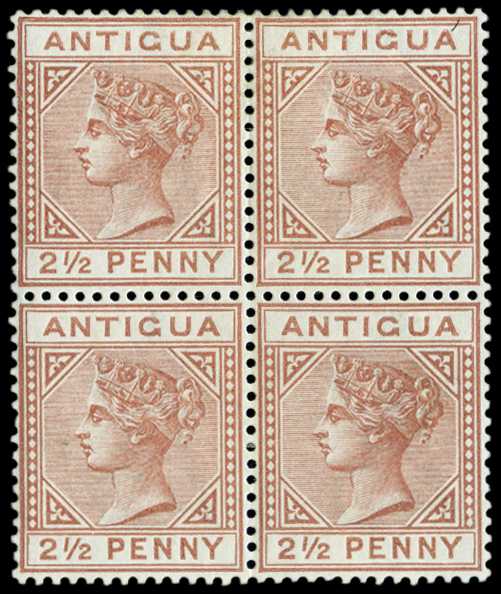 1882 2½d red-brown, wmk CA, well-centred BLOCK...
