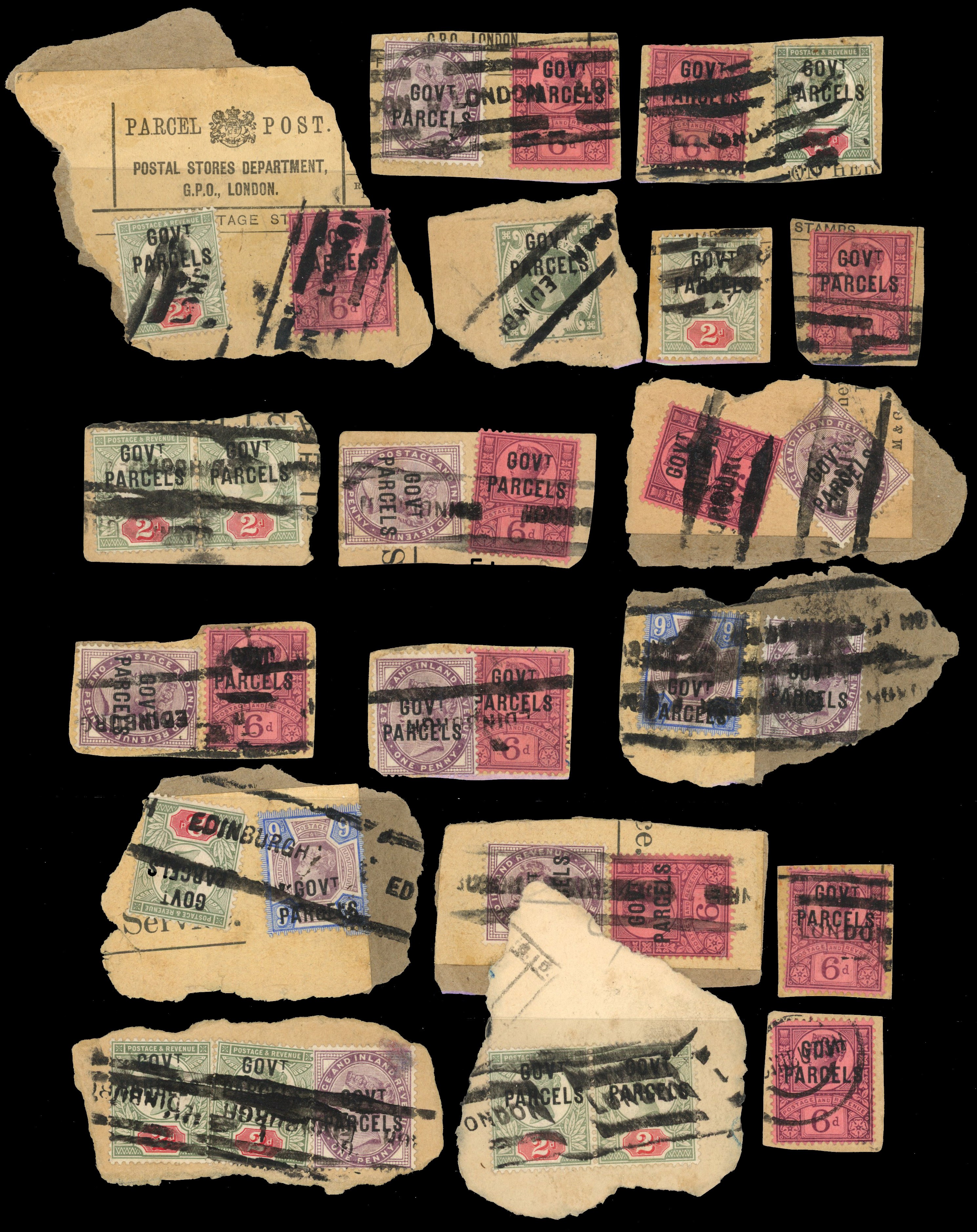 GB Government Parcels QV thirty-five used Parcel Post pieces
