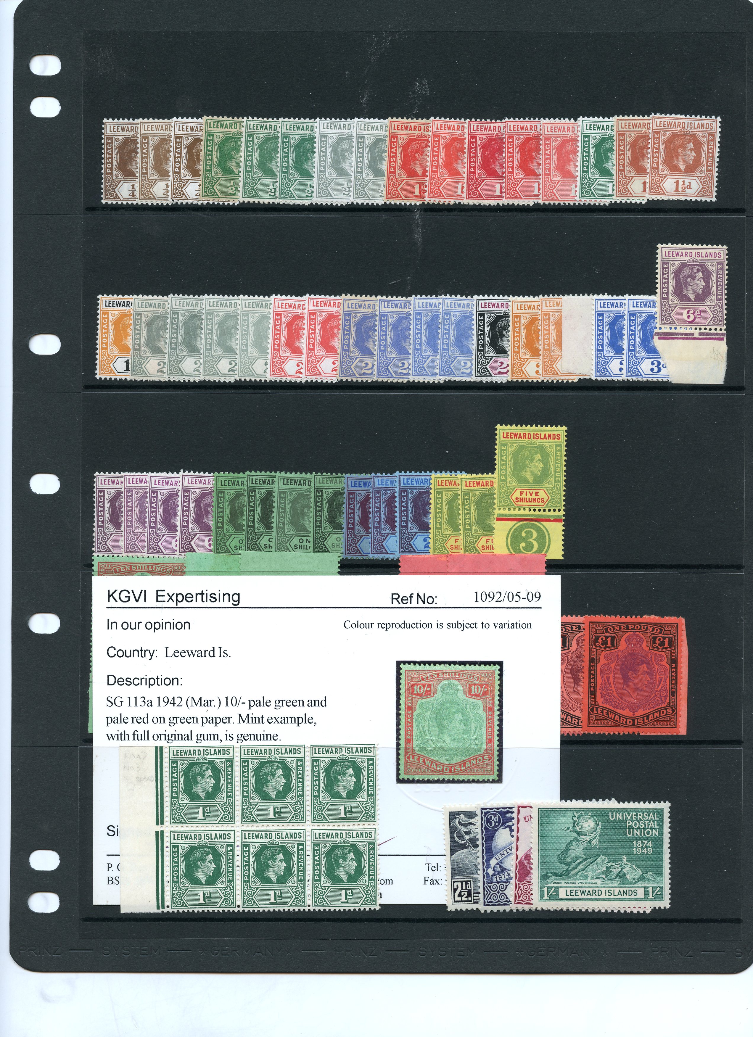 Leewards KG VI collection...